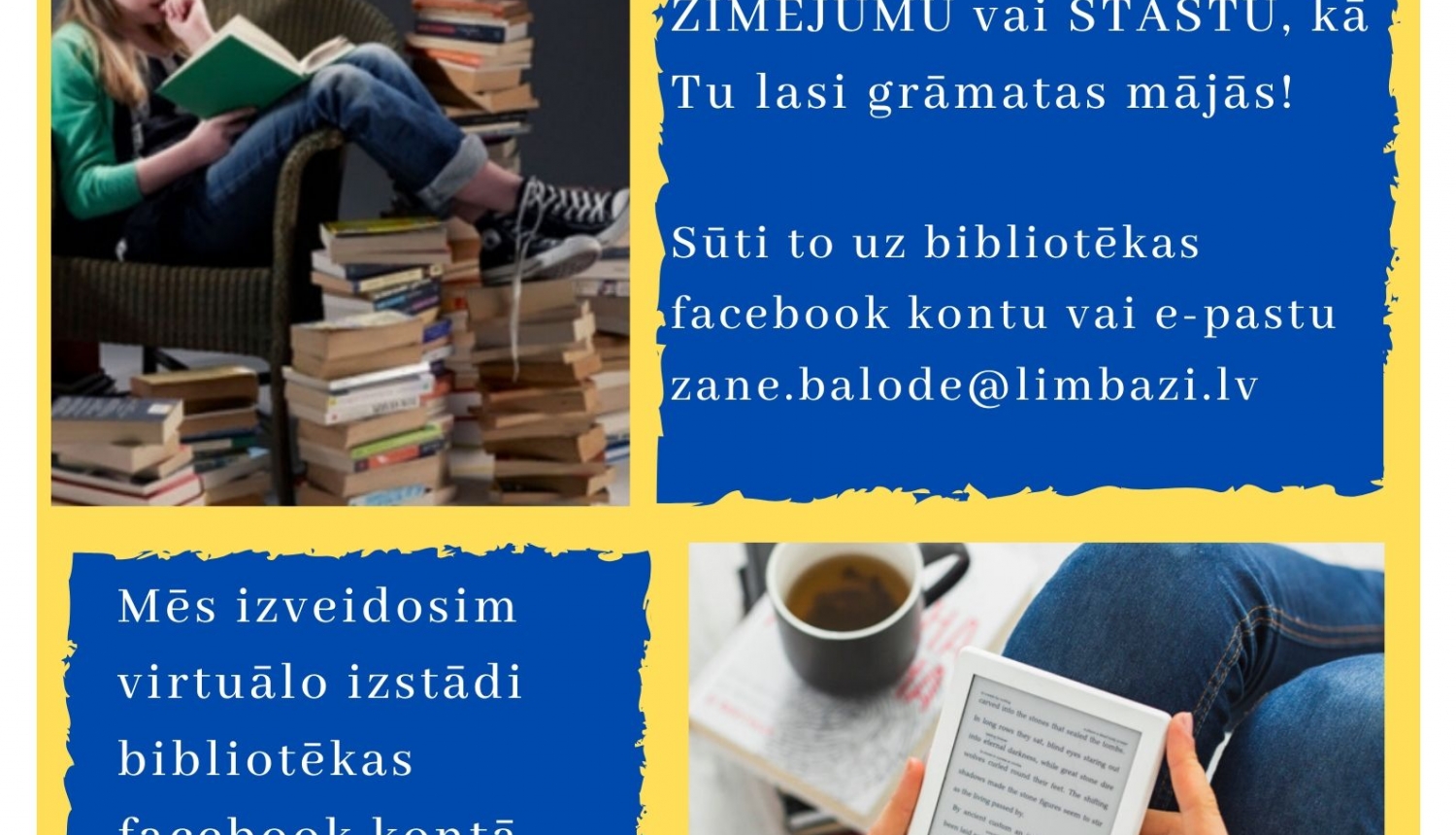 Limbažu Galvenā bibliotēka aicina iesaistīties virtuālā akcijā #EsLasuMājās